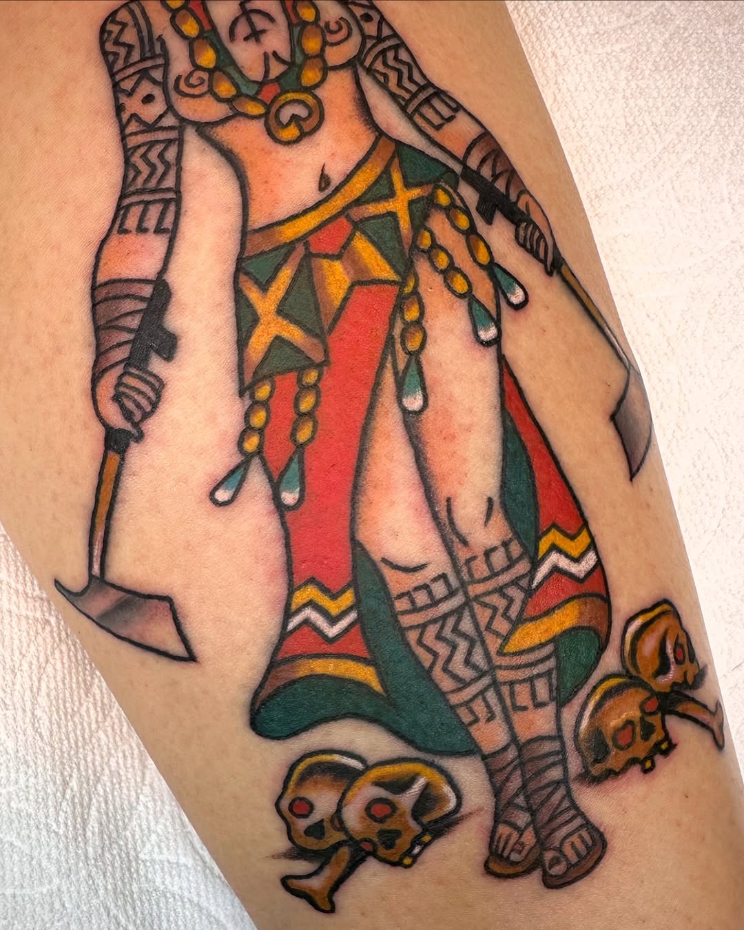 Traditional Filipino tribal blackwork geometric tattoo on chest and shoulders