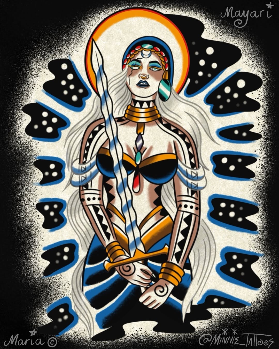 Mayari Filipino goddess flash design